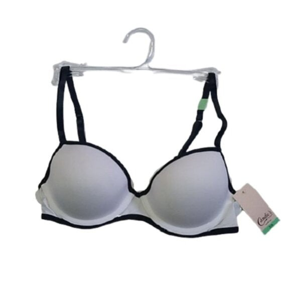 Candie's Padded Push-Up Bra, White + Black, Size 32A