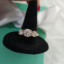 Load image into Gallery viewer, Today, Tomorrow, Forever Ring, 925 w/Gold Vermeil Overlay + 3 CZs, Size 7
