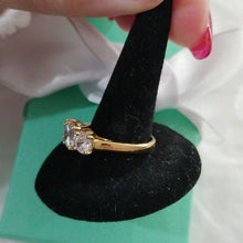 Load image into Gallery viewer, Today, Tomorrow, Forever Ring, 925 w/Gold Vermeil Overlay + 3 CZs, Size 7
