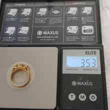 Load image into Gallery viewer, Today, Tomorrow, Forever Ring, 925 w/Gold Vermeil Overlay + 3 CZs, Size 7
