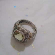 Load image into Gallery viewer, Sterling Silver 925 + 14k Prasiolite Ring, Size 7
