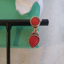 Load image into Gallery viewer, Teardrop Dangle Orange Coral 925 Sterling Silver Earrings
