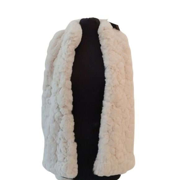 Rachel Zoe Faux Fur Ivory Vest, Size Small