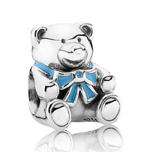 Load image into Gallery viewer, Pandora Sterling Silver It&#39;s a Boy Baby Teddy Bear Bead w/ Blue Ribbon - 79112
