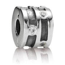 Load image into Gallery viewer, Pandora Sparkling Abstract Clear CZ Barrel Clip 925 ALE 790291CZ
