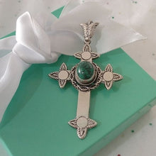 Load image into Gallery viewer, Jerusalem Eilat Stone in Sterling Silver Cross 925 Pendant Israel
