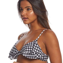 Load image into Gallery viewer, O&#39;Neill Poppy Ruffle Gingham Bikini Top, Black White, Medium
