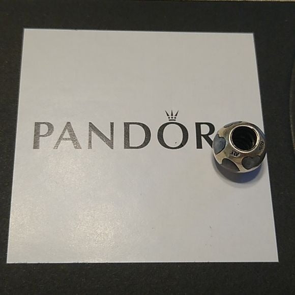 Pandora Love Me Black Mother of Pearl Hearts Charm 925 ALE 790398MPB