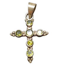 Load image into Gallery viewer, Genuine Peridot Gemstone Sterling Silver 925 Cross Pendant 1.25&quot;
