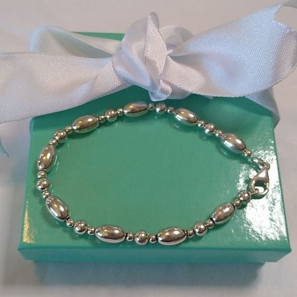 Sterling Silver 925 Beaded Bracelet, 8