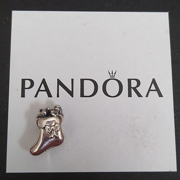 Pandora Santa's Stocking Christmas Bead 791038 Sterling Silver ALE 925