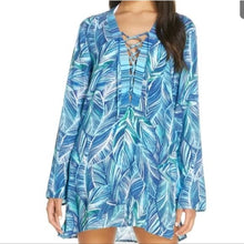 Load image into Gallery viewer, La Blanca Sketched Leaves Long Sleeve Tunic Swim Cover-Up Size S
