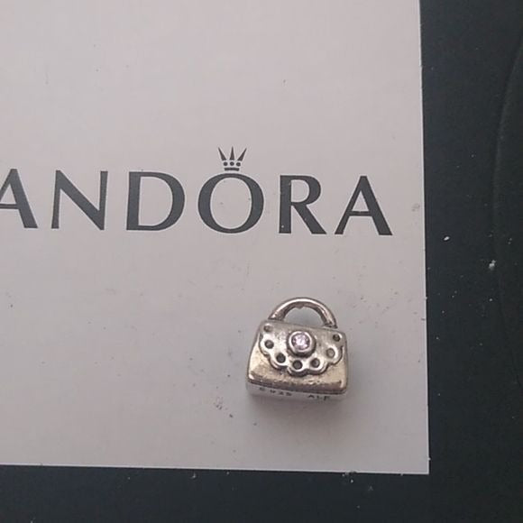 Pandora Purse w/ Scalloped Edge + Pink CZ Charm 790309 SS ALE 925