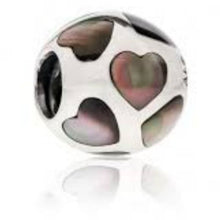 Load image into Gallery viewer, Pandora Love Me Black Mother of Pearl Hearts Charm 925 ALE 790398MPB
