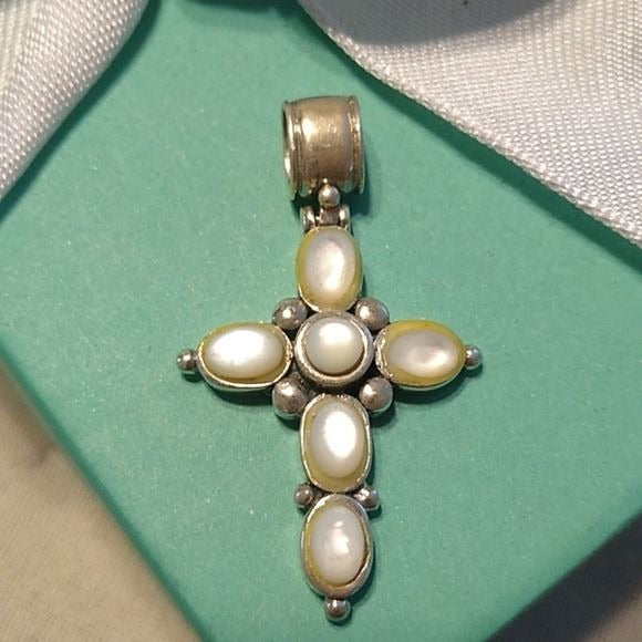 Sterling Silver & Moonstone Cross 925, 4.28 g