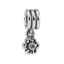 Load image into Gallery viewer, Pandora Dangling Drop Daisy Amethyst Charm 790196acz Sterling ALE 925
