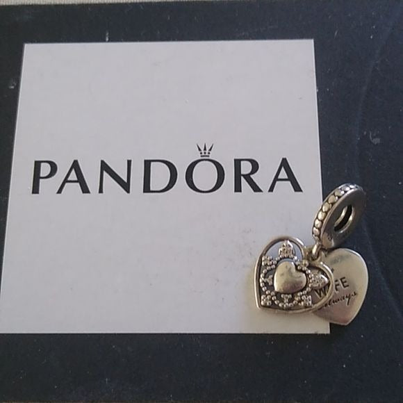 Pandora My Wife Always Heart Dangle Charm 792099CZ Sterling ALE 925