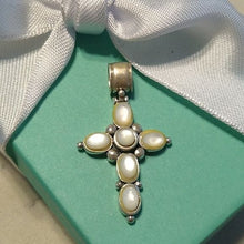 Load image into Gallery viewer, Sterling Silver &amp; Moonstone Cross Pendant 925, 4.28 g
