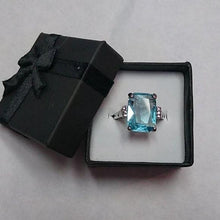 Load image into Gallery viewer, Simulated Blue Topaz in Silvertone Setting Ring
