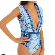 Load image into Gallery viewer, nanette lepore Priya Plunge Swimsuit, Lavender Trails,  8
