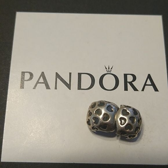 Pandora Showered with Hearts Clip Charm 791037 Sterling Silver…