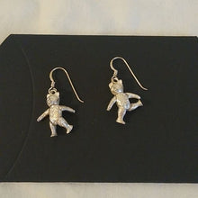 Load image into Gallery viewer, Sterling Silver Articulated Teddy Bear Earrings 925
