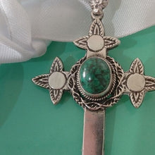 Load image into Gallery viewer, Jerusalem Eilat Stone in Sterling Silver Cross 925 Pendant Israel
