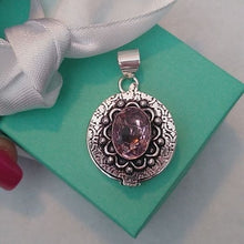 Load image into Gallery viewer, Pink Kunzite + Sterling Silver 925 Prayer Pill Poison Secret Box Pendant
