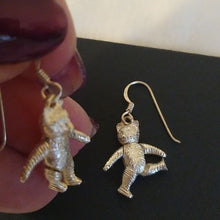 Load image into Gallery viewer, Sterling Silver Articulated Teddy Bear Earrings 925
