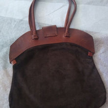 Load image into Gallery viewer, Vintage Tooled Leather + Suede Horse Horseshoe Purse Bag
