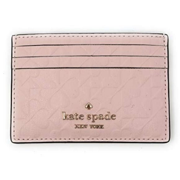 Kate Spade NY Hallie Clover Embossed Small Slim Card Case, Peachpuff