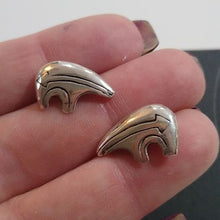 Load image into Gallery viewer, Signed Navajo Glenn &amp; Irene Sandoval Bear Earrings, Sterling Silver
