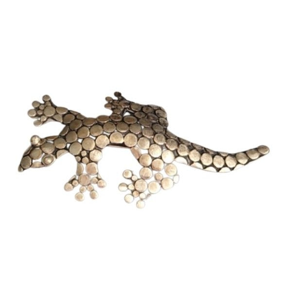 Vintage Sterling Silver Dot Lizard Gecko Brooch