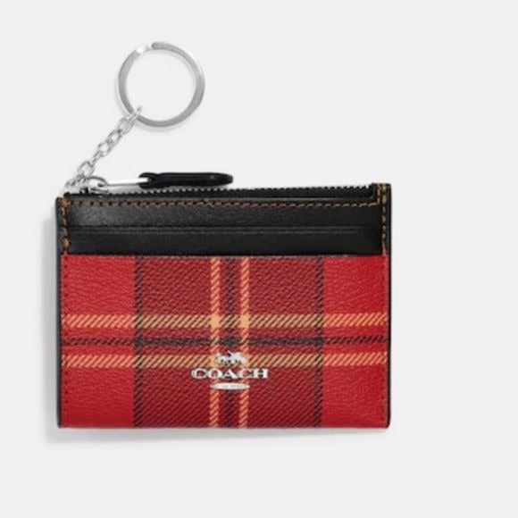 Coach CC808 Mini Skinny ID Card Case in Tartan Plaid