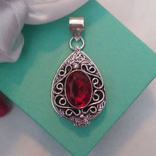 Load image into Gallery viewer, Garnet + Sterling Silver 925 Prayer Pill Poison Secret Box Pendant
