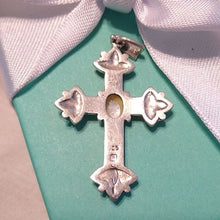 Load image into Gallery viewer, Sterling Silver 925 Marcasite + Mother-of-pearl Cross Pendant, 4.46g
