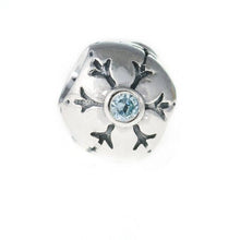 Load image into Gallery viewer, Pandora Snowflake Charm Aqua Cubic Zirconia #790367CZA Retired ALE 925
