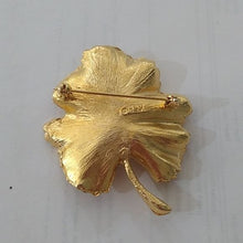 Load image into Gallery viewer, Vintage BSK Goldtone Metal Leaf Brooch
