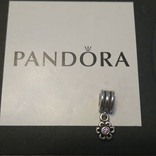 Load image into Gallery viewer, Pandora Dangling Drop Daisy Amethyst Charm 790196acz Sterling ALE 925
