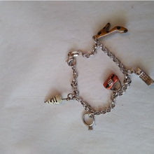 Load image into Gallery viewer, Vintage Sterling Silver 925 Charm Bracelet w/ 5 Enameled Charms Italy
