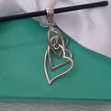 Load image into Gallery viewer, Sterling Silver 925 Floating Linked Hearts Pendant
