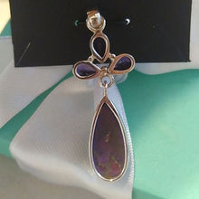 Load image into Gallery viewer, Purple Mojave Turquoise + Amethyst  Teardrops Pendant Sterling Silver 925
