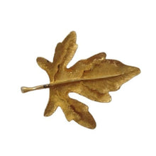 Load image into Gallery viewer, Vintage BSK Goldstone Metal Leaf Brooch
