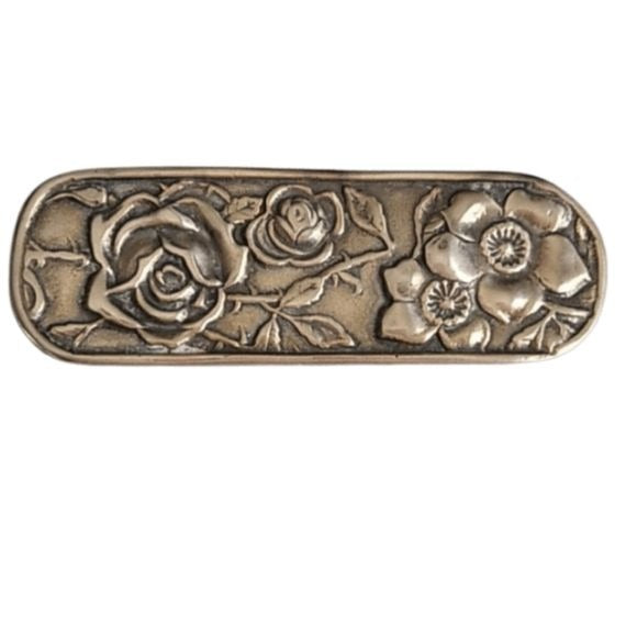 Vintage Repousse Floral 925 Sterling Silver Brooch