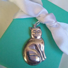 Load image into Gallery viewer, Signed NF Sterling Silver Cat Kitty 925 Pendant
